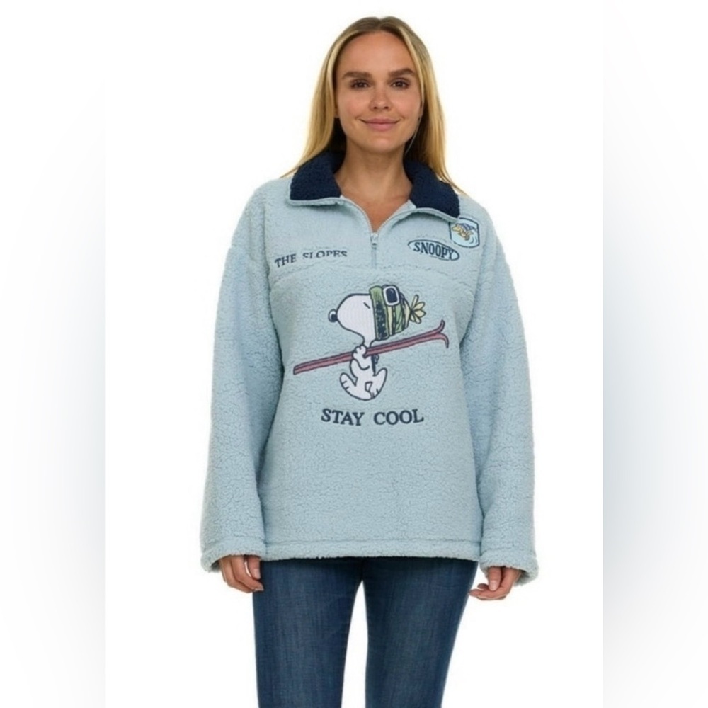 FREEZE Womens Disney Character Winter Sherpa Pullover, Quarter Zip Embroidered